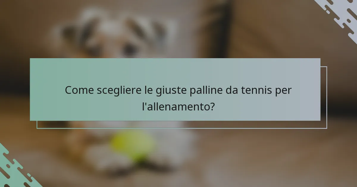 Come scegliere le giuste palline da tennis per l'allenamento?