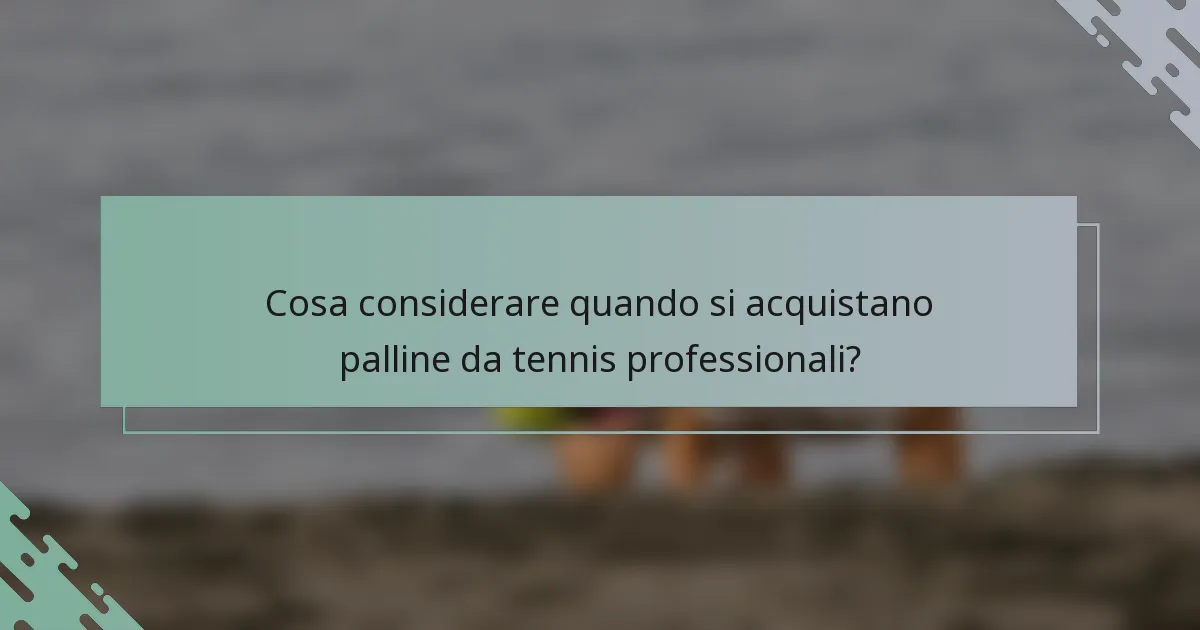 Cosa considerare quando si acquistano palline da tennis professionali?