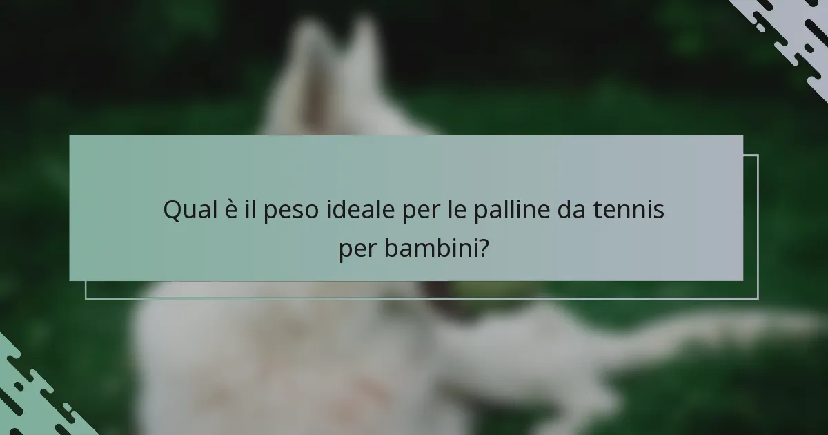 Qual è il peso ideale per le palline da tennis per bambini?
