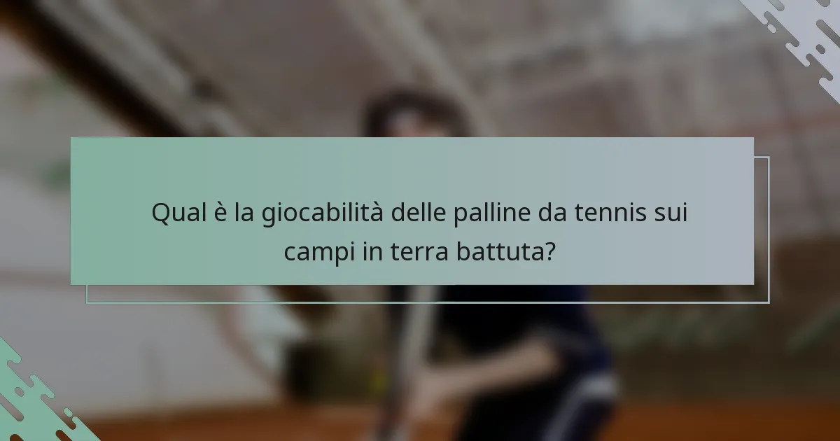 Qual è la giocabilità delle palline da tennis sui campi in terra battuta?