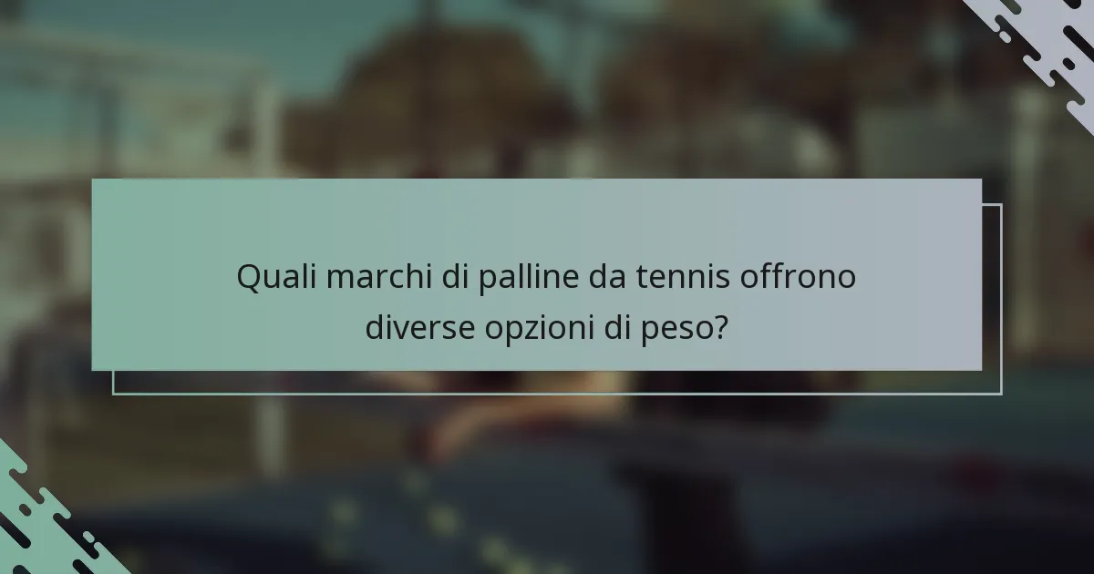 Quali marchi di palline da tennis offrono diverse opzioni di peso?