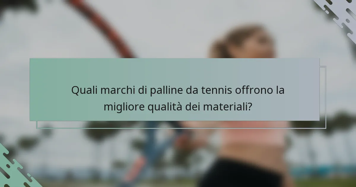 Quali marchi di palline da tennis offrono la migliore qualità dei materiali?