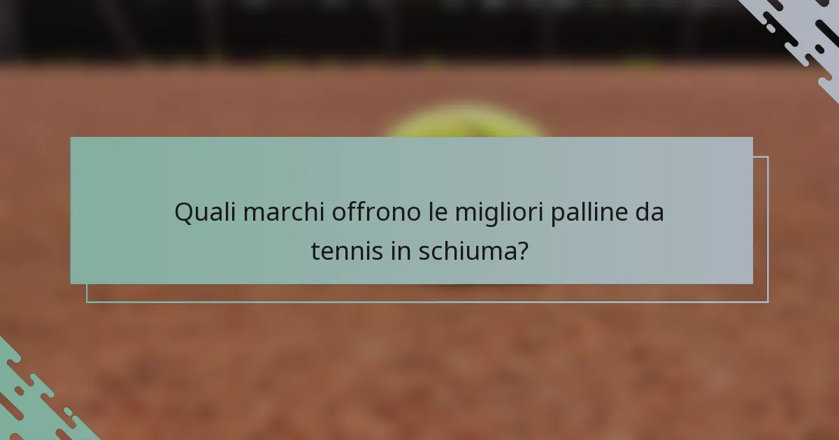 Quali marchi offrono le migliori palline da tennis in schiuma?