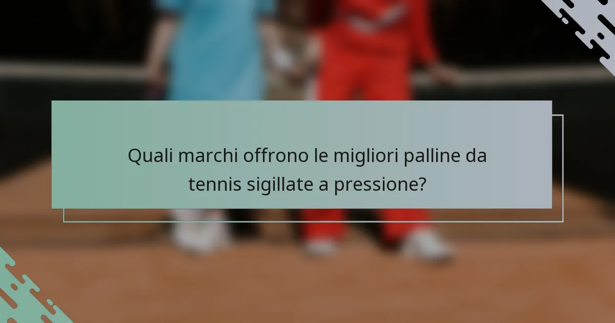 Quali marchi offrono le migliori palline da tennis sigillate a pressione?