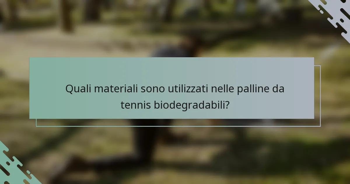 Quali materiali sono utilizzati nelle palline da tennis biodegradabili?