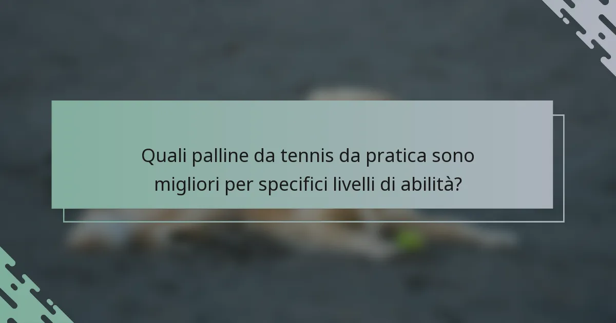 Quali palline da tennis da pratica sono migliori per specifici livelli di abilità?