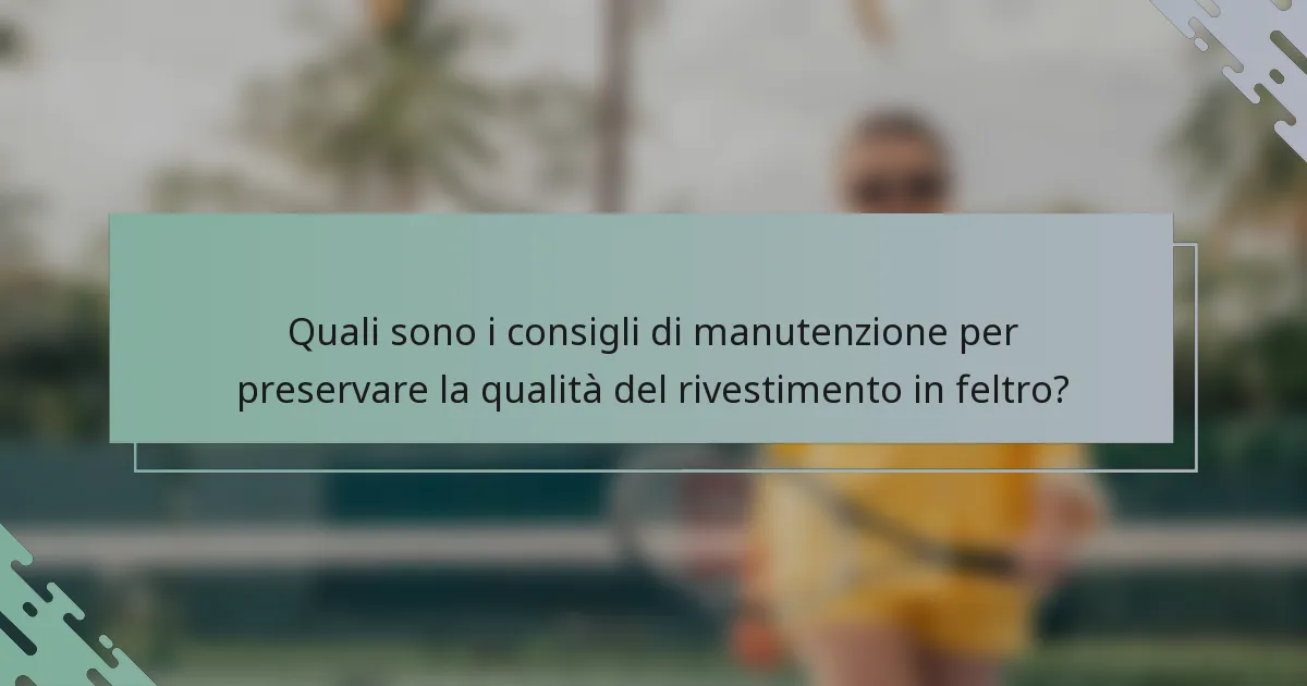 Quali sono i consigli di manutenzione per preservare la qualità del rivestimento in feltro?