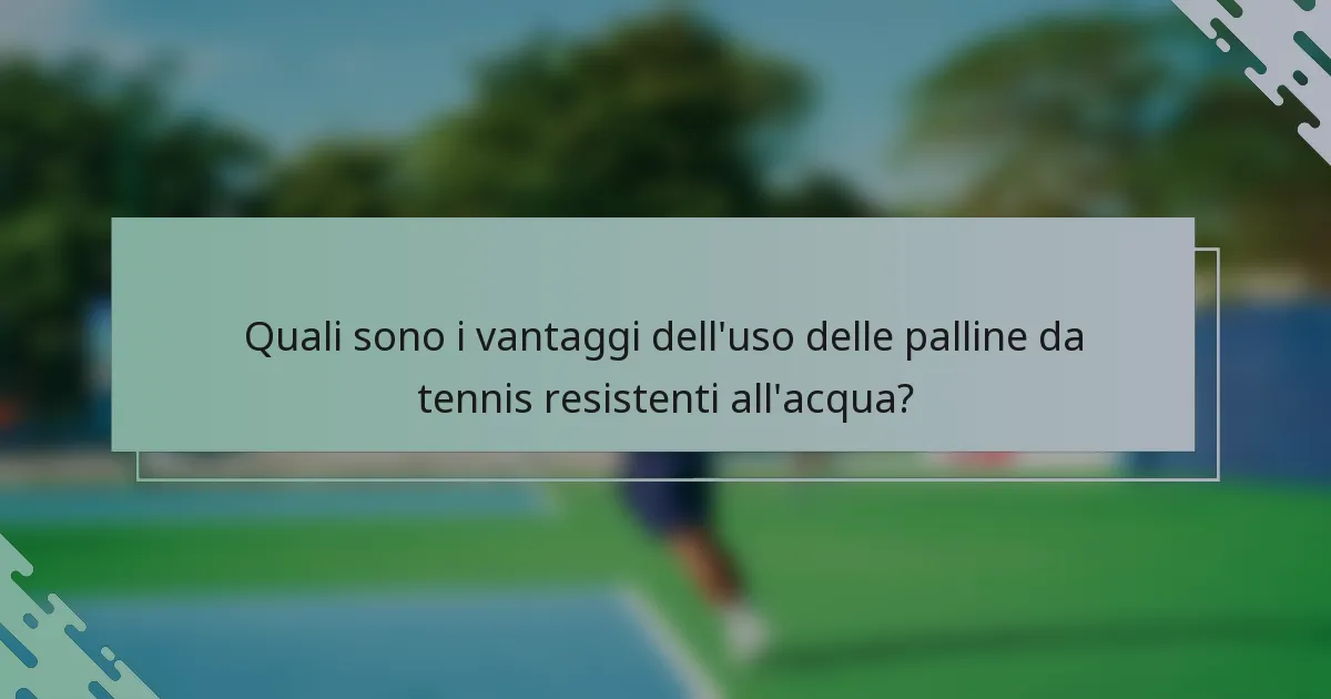 Quali sono i vantaggi dell'uso delle palline da tennis resistenti all'acqua?