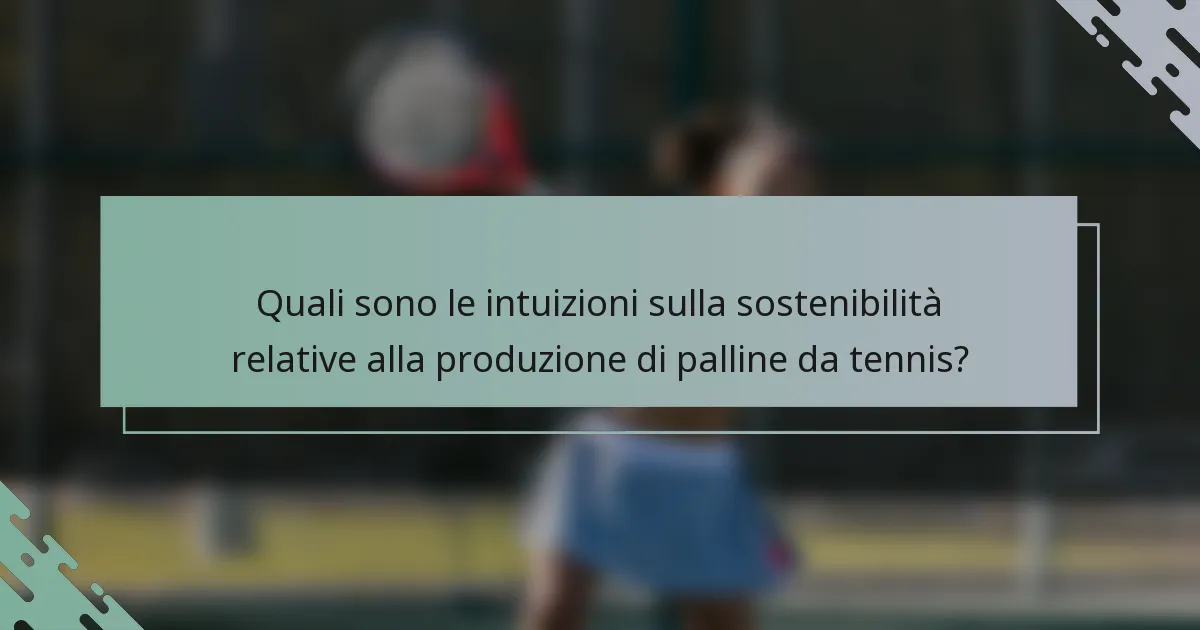 Quali sono le intuizioni sulla sostenibilità relative alla produzione di palline da tennis?